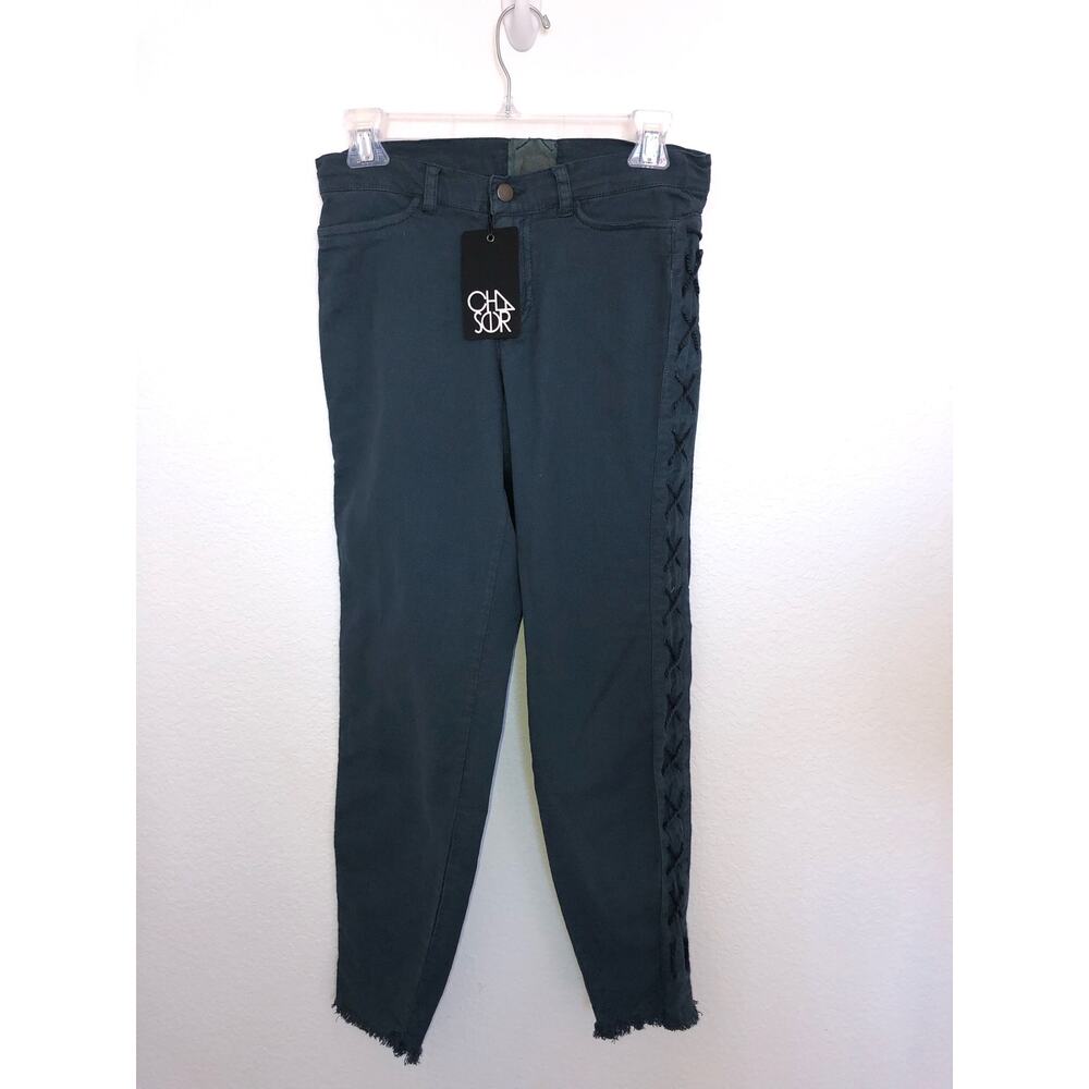 Chaser Canvas Utility Frayed Hem Lace-up Detail BluePants - M